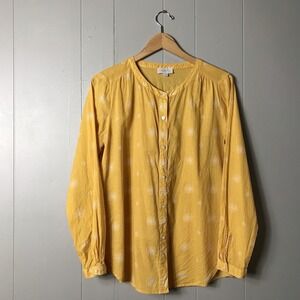 LOFT YELLOW FLORAL DAISY PRINT BUTTON DOWN SHIRT 100% COTTON WOMENS SIZE MEDIUM